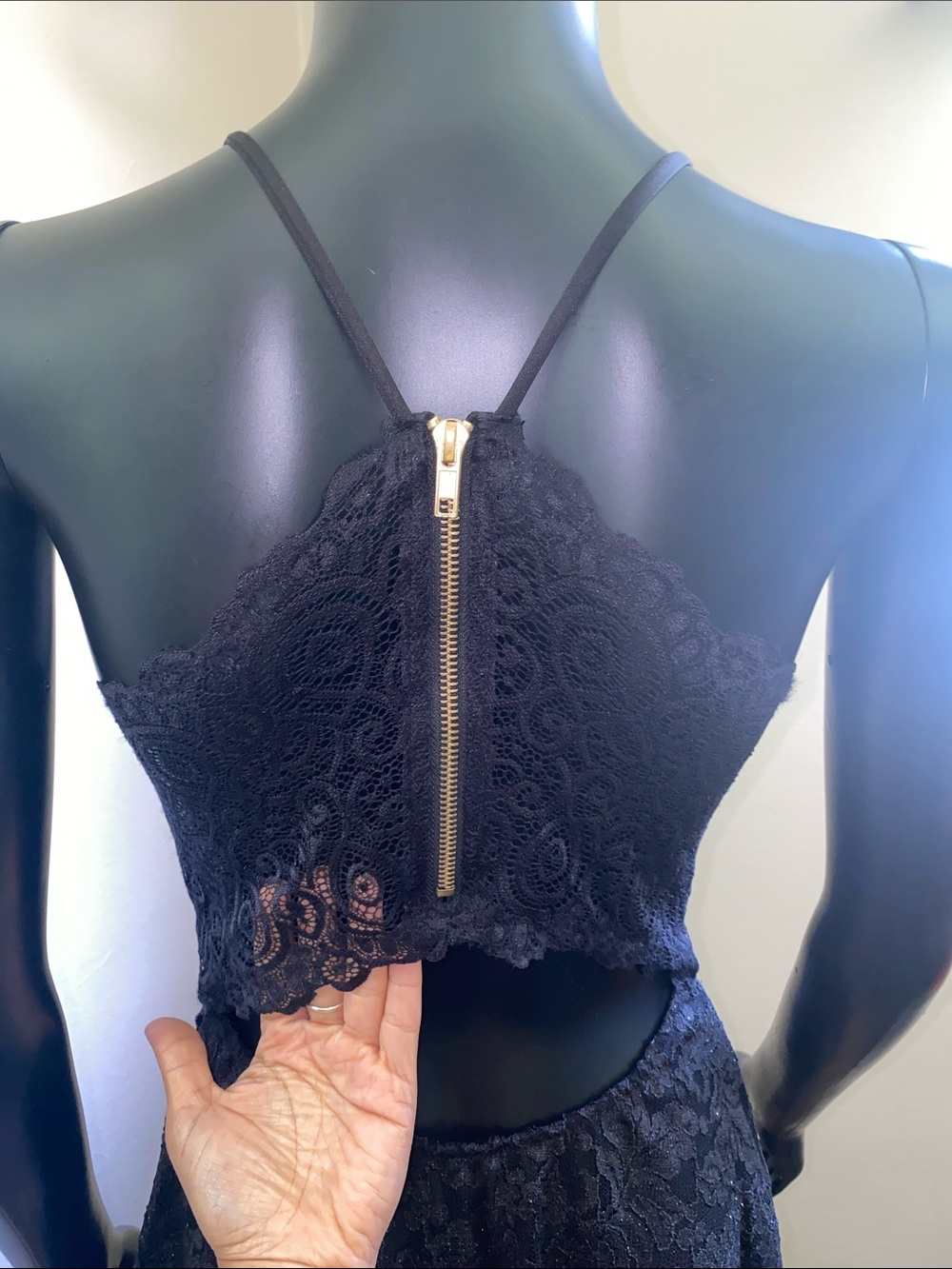 Emerald Sundae Black Lace V-Neck Mini Dress - Picture 10 of 13